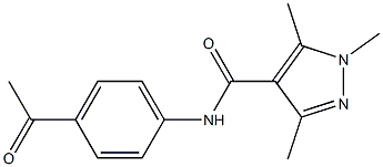 N-(4-acetylphenyl)-1,3,5-trimethyl-1H-pyrazole-4-carboxamide,,结构式