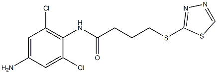 N-(4-amino-2,6-dichlorophenyl)-4-(1,3,4-thiadiazol-2-ylsulfanyl)butanamide,,结构式