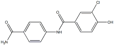 N-(4-carbamoylphenyl)-3-chloro-4-hydroxybenzamide Struktur