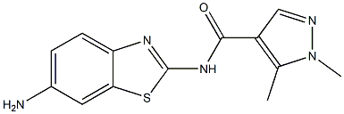 N-(6-amino-1,3-benzothiazol-2-yl)-1,5-dimethyl-1H-pyrazole-4-carboxamide 化学構造式