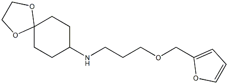 N-[3-(furan-2-ylmethoxy)propyl]-1,4-dioxaspiro[4.5]decan-8-amine,,结构式