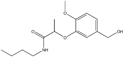 N-butyl-2-[5-(hydroxymethyl)-2-methoxyphenoxy]propanamide 化学構造式