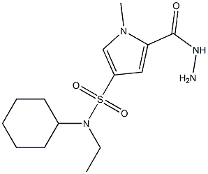 N-cyclohexyl-N-ethyl-5-(hydrazinocarbonyl)-1-methyl-1H-pyrrole-3-sulfonamide,,结构式