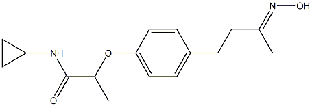 N-cyclopropyl-2-{4-[3-(hydroxyimino)butyl]phenoxy}propanamide 化学構造式