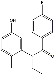 N-ethyl-4-fluoro-N-(5-hydroxy-2-methylphenyl)benzamide 化学構造式