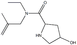 N-ethyl-4-hydroxy-N-(2-methylprop-2-en-1-yl)pyrrolidine-2-carboxamide 化学構造式