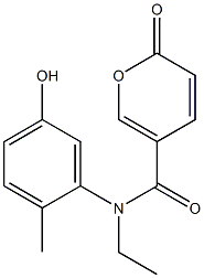 N-ethyl-N-(5-hydroxy-2-methylphenyl)-2-oxo-2H-pyran-5-carboxamide 化学構造式