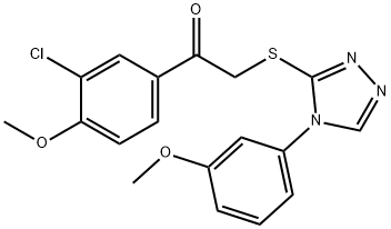 Ethanone,  1-(3-chloro-4-methoxyphenyl)-2-[[4-(3-methoxyphenyl)-4H-1,2,4-triazol-3-yl]thio]- Structure