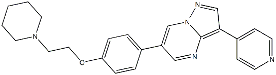 4-(6-{4-[2-(piperidin-1-yl)ethoxy]phenyl}pyrazolo[1,5-a]pyrimidin-3-yl)pyridine Struktur
