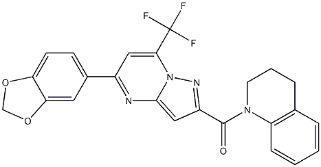 1-{[5-(1,3-benzodioxol-5-yl)-7-(trifluoromethyl)pyrazolo[1,5-a]pyrimidin-2-yl]carbonyl}-1,2,3,4-tetrahydroquinoline,,结构式