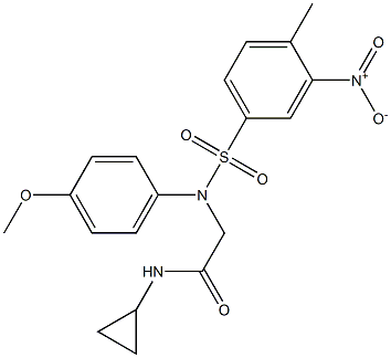N-cyclopropyl-2-[({3-nitro-4-methylphenyl}sulfonyl)-4-methoxyanilino]acetamide Struktur