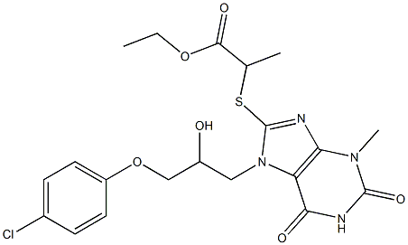 ethyl 2-({7-[3-(4-chlorophenoxy)-2-hydroxypropyl]-3-methyl-2,6-dioxo-2,3,6,7-tetrahydro-1H-purin-8-yl}sulfanyl)propanoate Structure