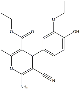 ethyl 6-amino-5-cyano-4-(3-ethoxy-4-hydroxyphenyl)-2-methyl-4H-pyran-3-carboxylate Structure