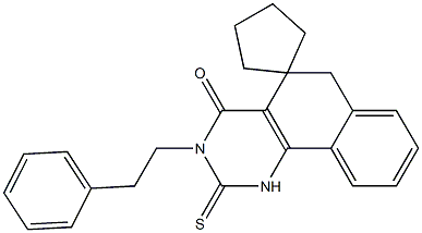3-(2-phenylethyl)-2-thioxo-2,3,5,6-tetrahydrospiro(benzo[h]quinazoline-5,1'-cyclopentane)-4(1H)-one Struktur