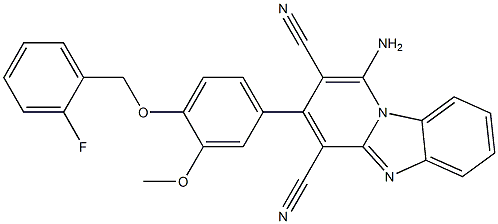 1-amino-3-{4-[(2-fluorobenzyl)oxy]-3-methoxyphenyl}pyrido[1,2-a]benzimidazole-2,4-dicarbonitrile Structure