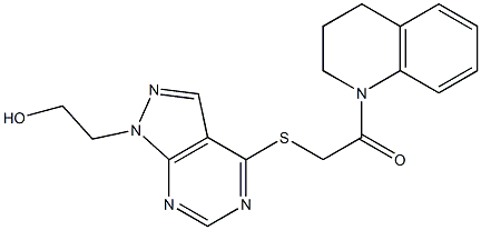 2-(4-{[2-(3,4-dihydro-1(2H)-quinolinyl)-2-oxoethyl]sulfanyl}-1H-pyrazolo[3,4-d]pyrimidin-1-yl)ethanol Structure