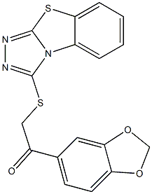 1-(1,3-benzodioxol-5-yl)-2-([1,2,4]triazolo[3,4-b][1,3]benzothiazol-3-ylsulfanyl)ethanone 结构式