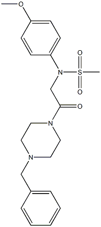 N-[2-(4-benzyl-1-piperazinyl)-2-oxoethyl]-N-(4-methoxyphenyl)methanesulfonamide 化学構造式