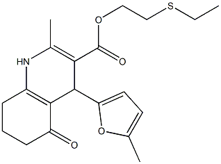 2-(ethylsulfanyl)ethyl 2-methyl-4-(5-methyl-2-furyl)-5-oxo-1,4,5,6,7,8-hexahydro-3-quinolinecarboxylate Struktur