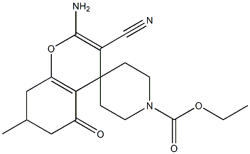 ethyl 2-amino-3-cyano-7-methyl-5-oxo-5,6,7,8-tetrahydro-spiro[4H-chromene-4,4'-piperidine]-1'-carboxylate Structure