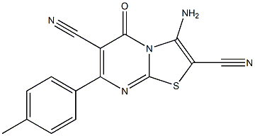 3-amino-7-(4-methylphenyl)-5-oxo-5H-[1,3]thiazolo[3,2-a]pyrimidine-2,6-dicarbonitrile,,结构式