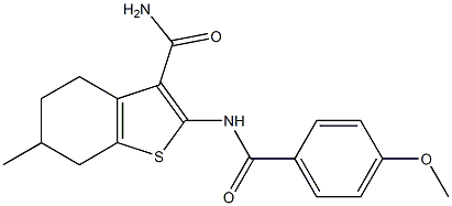 2-[(4-methoxybenzoyl)amino]-6-methyl-4,5,6,7-tetrahydro-1-benzothiophene-3-carboxamide Structure