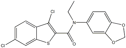 N-(1,3-benzodioxol-5-yl)-3,6-dichloro-N-ethyl-1-benzothiophene-2-carboxamide Structure