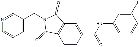 N-(3-iodophenyl)-1,3-dioxo-2-(3-pyridinylmethyl)-5-isoindolinecarboxamide 化学構造式