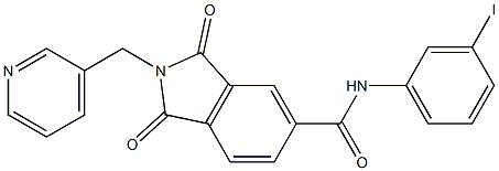 N-(3-iodophenyl)-1,3-dioxo-2-(3-pyridinylmethyl)-5-isoindolinecarboxamide 结构式