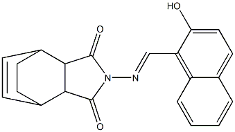4-{[(2-hydroxy-1-naphthyl)methylene]amino}-4-azatricyclo[5.2.2.0~2,6~]undec-8-ene-3,5-dione Struktur