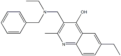 3-{[benzyl(ethyl)amino]methyl}-6-ethyl-2-methyl-4-quinolinol,,结构式