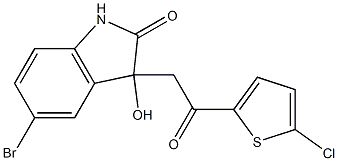 5-bromo-3-[2-(5-chloro-2-thienyl)-2-oxoethyl]-3-hydroxy-1,3-dihydro-2H-indol-2-one Struktur