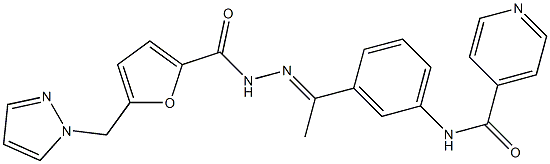 N-(3-{N-[5-(1H-pyrazol-1-ylmethyl)-2-furoyl]ethanehydrazonoyl}phenyl)isonicotinamide Structure