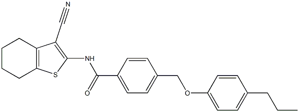 N-(3-cyano-4,5,6,7-tetrahydro-1-benzothien-2-yl)-4-[(4-propylphenoxy)methyl]benzamide 结构式