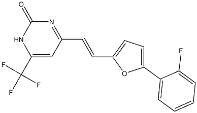 4-{2-[5-(2-fluorophenyl)-2-furyl]vinyl}-6-(trifluoromethyl)-2(1H)-pyrimidinone 化学構造式