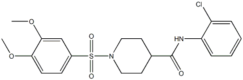 N-(2-chlorophenyl)-1-[(3,4-dimethoxyphenyl)sulfonyl]-4-piperidinecarboxamide 结构式