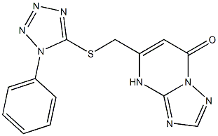 5-{[(1-phenyl-1H-tetraazol-5-yl)thio]methyl}[1,2,4]triazolo[1,5-a]pyrimidin-7(4H)-one 化学構造式