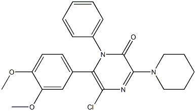 5-chloro-6-(3,4-dimethoxyphenyl)-1-phenyl-3-(1-piperidinyl)-2(1H)-pyrazinone 结构式