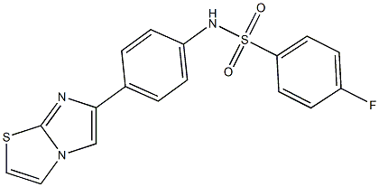 4-fluoro-N-(4-imidazo[2,1-b][1,3]thiazol-6-ylphenyl)benzenesulfonamide,,结构式