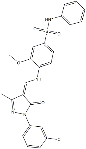 4-({[1-(3-chlorophenyl)-3-methyl-5-oxo-1,5-dihydro-4H-pyrazol-4-ylidene]methyl}amino)-3-methoxy-N-phenylbenzenesulfonamide Struktur