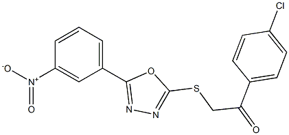 1-(4-chlorophenyl)-2-[(5-{3-nitrophenyl}-1,3,4-oxadiazol-2-yl)sulfanyl]ethanone 结构式