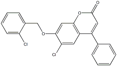 6-chloro-7-[(2-chlorobenzyl)oxy]-4-phenyl-2H-chromen-2-one 结构式