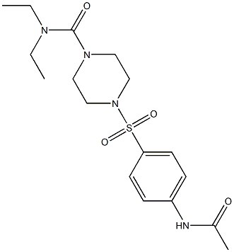 4-{[4-(acetylamino)phenyl]sulfonyl}-N,N-diethyl-1-piperazinecarboxamide Struktur