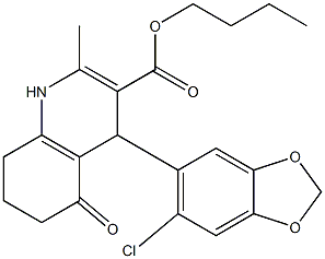 butyl 4-(6-chloro-1,3-benzodioxol-5-yl)-2-methyl-5-oxo-1,4,5,6,7,8-hexahydro-3-quinolinecarboxylate 化学構造式