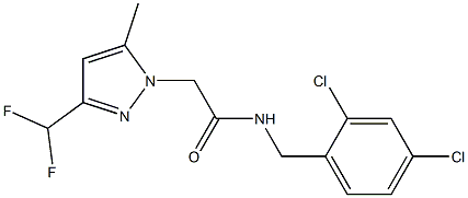 N-(2,4-dichlorobenzyl)-2-[3-(difluoromethyl)-5-methyl-1H-pyrazol-1-yl]acetamide,,结构式