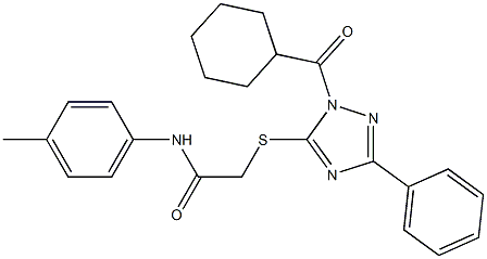 2-{[1-(cyclohexylcarbonyl)-3-phenyl-1H-1,2,4-triazol-5-yl]sulfanyl}-N-(4-methylphenyl)acetamide 化学構造式