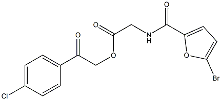 2-(4-chlorophenyl)-2-oxoethyl {[(5-bromofuran-2-yl)carbonyl]amino}acetate,,结构式