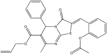 allyl 2-[2-(acetyloxy)benzylidene]-7-methyl-3-oxo-5-phenyl-2,3-dihydro-5H-[1,3]thiazolo[3,2-a]pyrimidine-6-carboxylate Structure