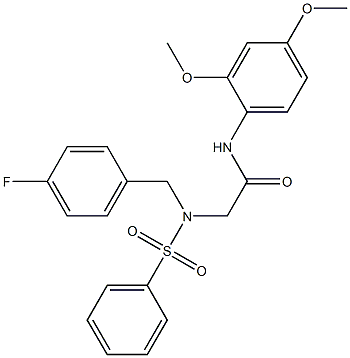 N-(2,4-dimethoxyphenyl)-2-[(4-fluorobenzyl)(phenylsulfonyl)amino]acetamide,,结构式