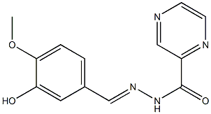 N'-(3-hydroxy-4-methoxybenzylidene)-2-pyrazinecarbohydrazide 结构式